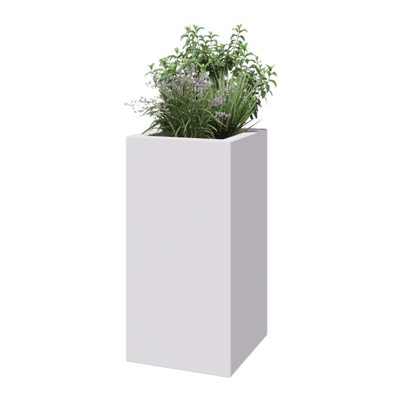 Polyester plantenbak - Vierkant - 50 x 50 x 100 cm - RAL9010 mat (wit) - Met bodem