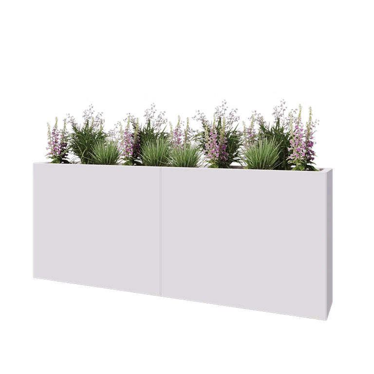 Stalen plantenbak XXL - Rechthoek - 200 x 30 x 80 cm - RAL9010 mat (wit) - Zonder bodemplaat