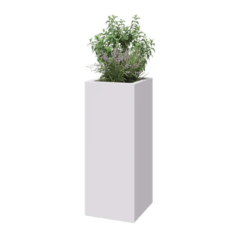 Polyester plantenbak - Vierkant - 40 x 40 x 100 cm - RAL9010 mat (wit) - Met bodem