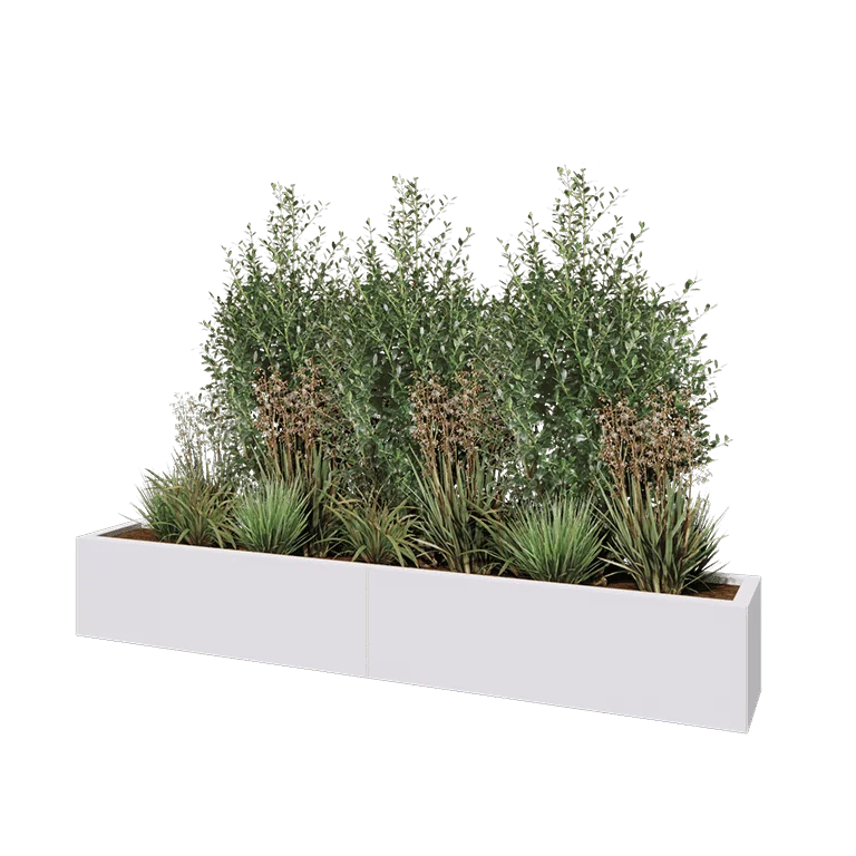 Stalen plantenbak XXL - Rechthoek - 200 x 30 x 30 cm - RAL9010 mat (wit) - Zonder bodemplaat