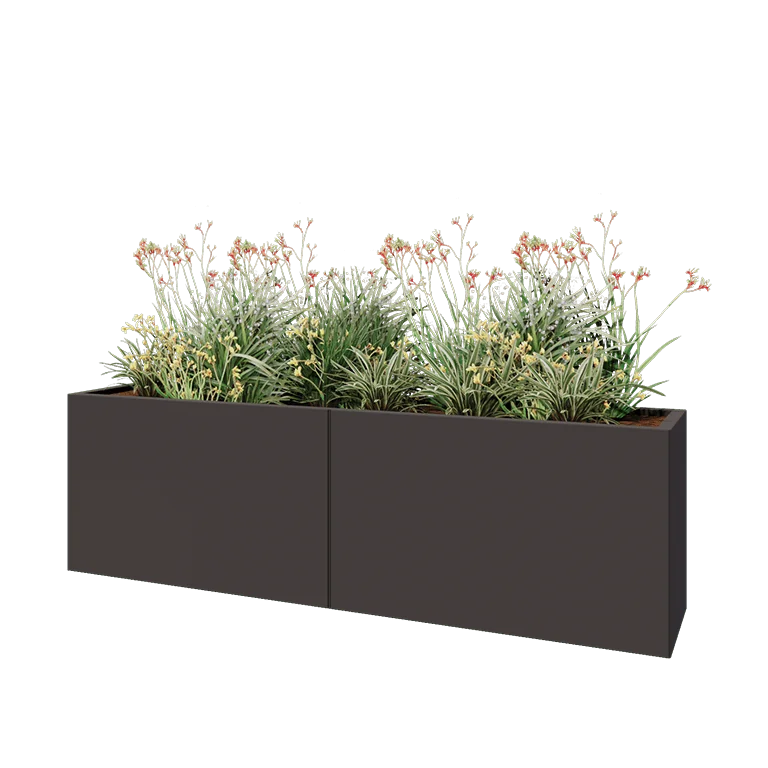 Stalen plantenbak XXL - Rechthoek - 200 x 40 x 60 cm - RAL7016 mat (antraciet grijs) - Zonder bodemplaat