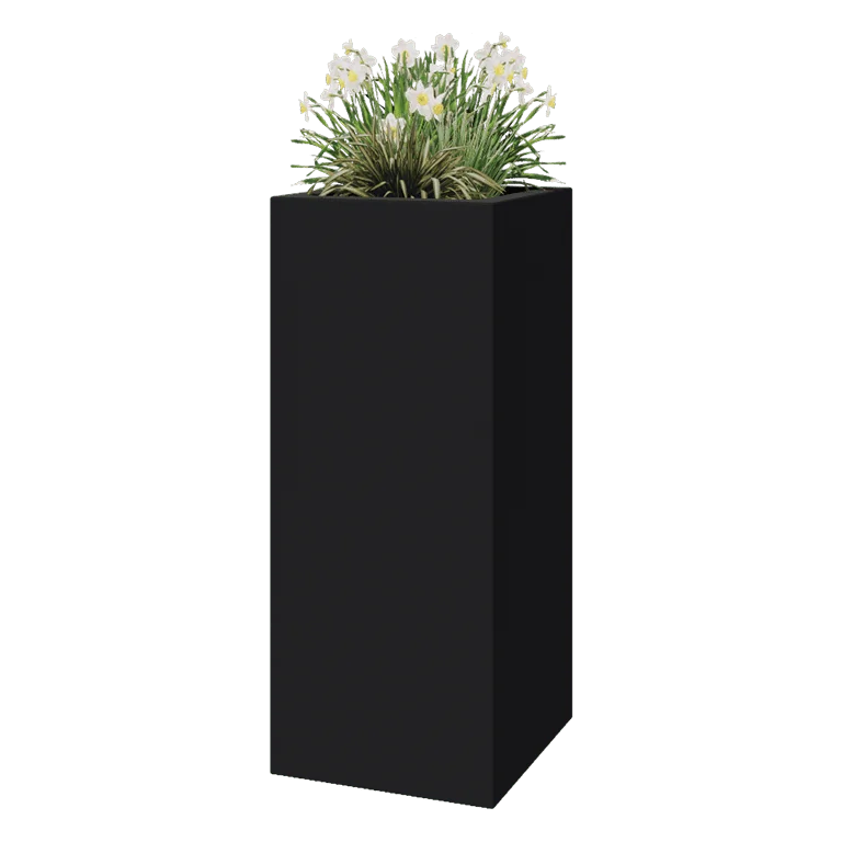 Polyester plantenbak - Vierkant - 50 x 50 x 120 cm - RAL7021 mat (zwartgrijs) - Met bodem