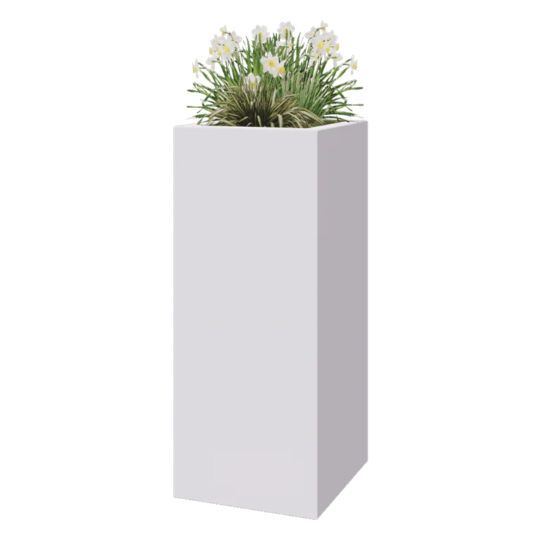 Polyester plantenbak - Vierkant - 50 x 50 x 120 cm - RAL9010 mat (wit) - Met bodem