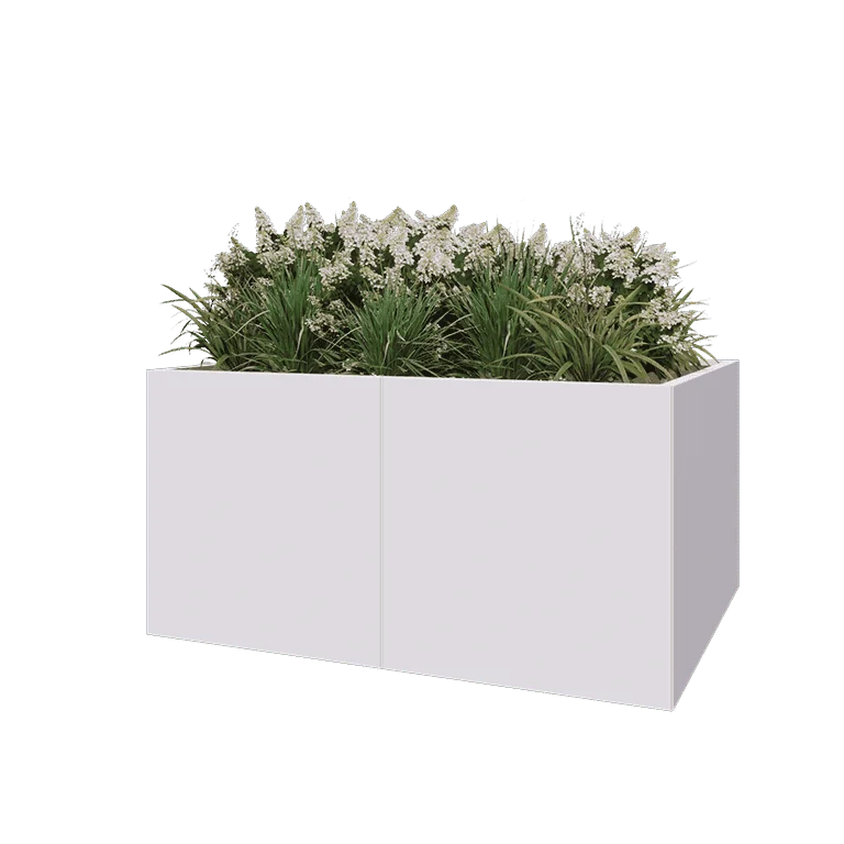 Stalen plantenbak XXL - Rechthoek - 160 x 120 x 80 cm - RAL9010 mat (wit) - Zonder bodemplaat