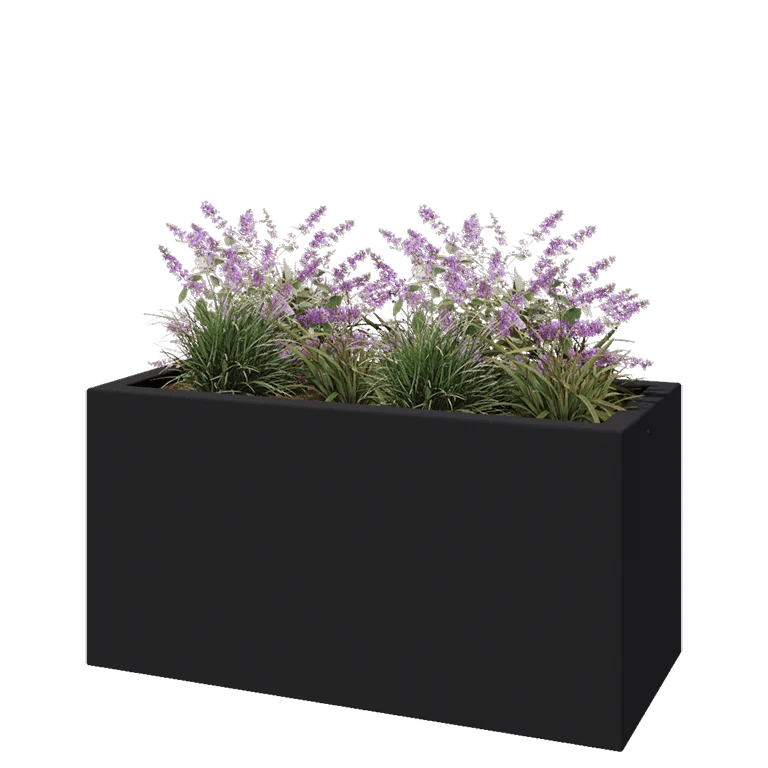 Polyester plantenbak - Rechthoek - 120 x 50 x 60 cm - RAL7021 mat (zwartgrijs) - Met bodem