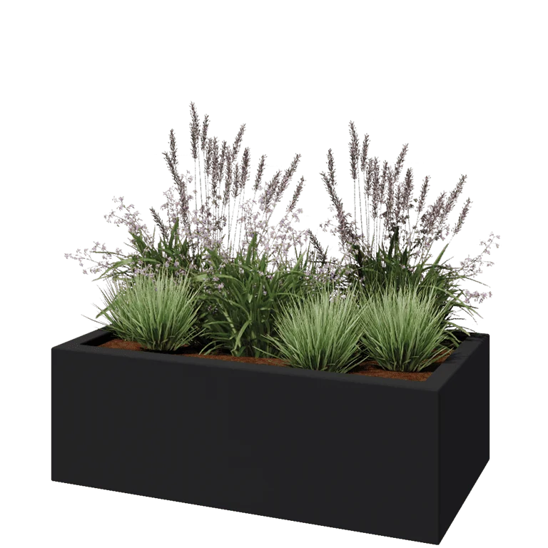Polyester plantenbak - Rechthoek - 120 x 60 x 40 cm - RAL7021 mat (zwartgrijs) - Met bodem