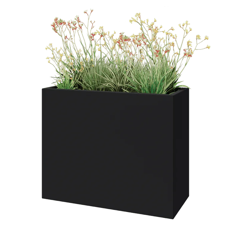 Polyester plantenbak - Rechthoek - 100 x 40 x 80 cm - RAL7021 mat (zwartgrijs) - Met bodem