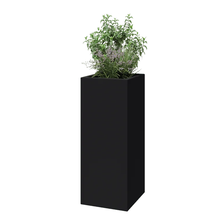 Polyester plantenbak - Vierkant - 40 x 40 x 100 cm - RAL7021 mat (zwartgrijs) - Met bodem