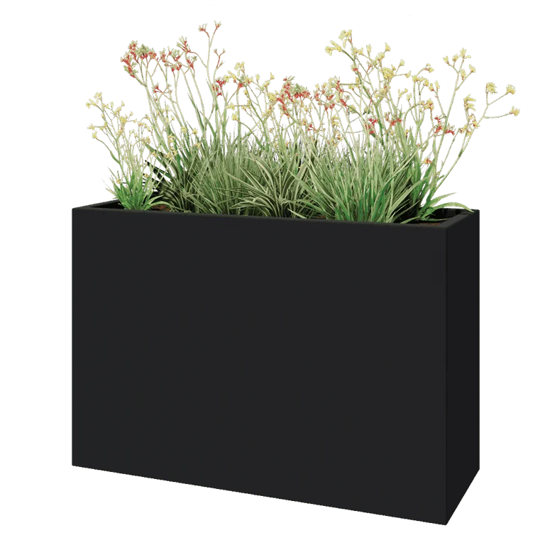 Polyester plantenbak - Rechthoek - 120 x 40 x 80 cm - RAL7021 mat (zwartgrijs) - Met bodem