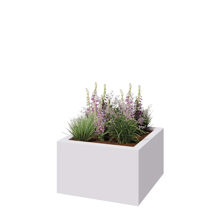 Polyester plantenbak - Vierkant - 100 x 100 x 60 cm - RAL9010 mat (wit) - Met bodem