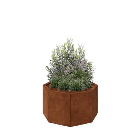 Cortenstaal plantenbak - Achthoek - 72,4 x 72,4 x 40 cm - Met bodemplaat - Met poten