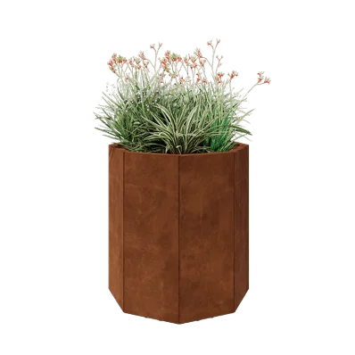 Cortenstaal plantenbak - Achthoek - 72,4 x 72,4 x 80 cm - Met bodemplaat - Met poten