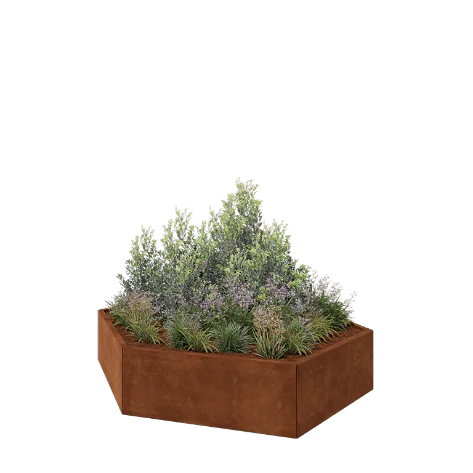 Cortenstaal plantenbak - Zeshoek - 199,3 x 173,2 x 40 cm - Zonder bodemplaat