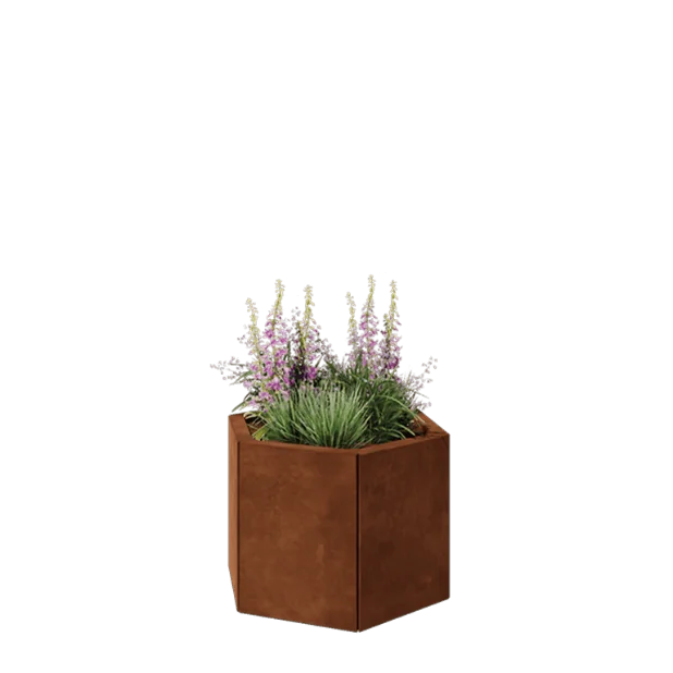 Cortenstaal plantenbak - Zeshoek - 59,3 x 52 x 40 cm - Zonder bodemplaat