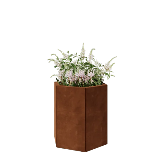 Cortenstaal plantenbak - Zeshoek - 59,3 x 52 x 60 cm - Zonder bodemplaat