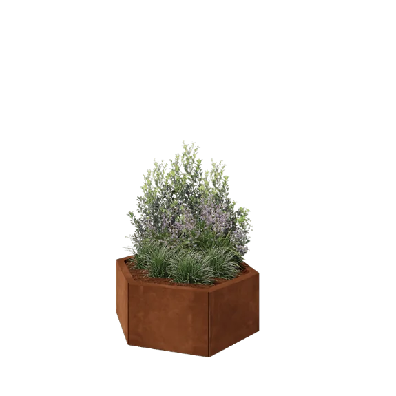 Cortenstaal plantenbak - Zeshoek - 79,3 x 69,3 x 30 cm - Zonder bodemplaat