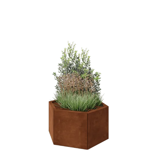 Cortenstaal plantenbak - Zeshoek - 79,3 x 69,3 x 40 cm - Zonder bodemplaat