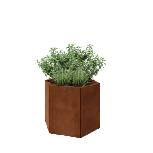 Cortenstaal plantenbak - Zeshoek - 79,3 x 69,3 x 60 cm - Zonder bodemplaat