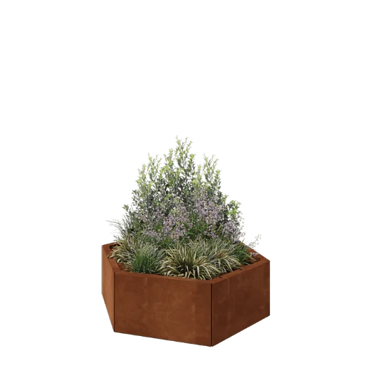 Cortenstaal plantenbak - Zeshoek - 99,3 x 86,6 x 30 cm - Zonder bodemplaat