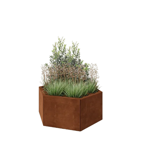 Cortenstaal plantenbak - Zeshoek - 99,3 x 86,6 x 40 cm - Zonder bodemplaat
