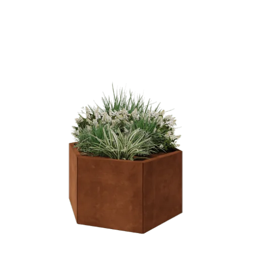 Cortenstaal plantenbak - Zeshoek - 99,3 x 86,6 x 50 cm - Zonder bodemplaat