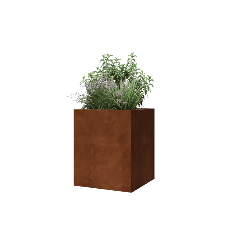 Cortenstaal plantenbak - Vierkant - 50 x 50 x 60 cm - Met bodemplaat