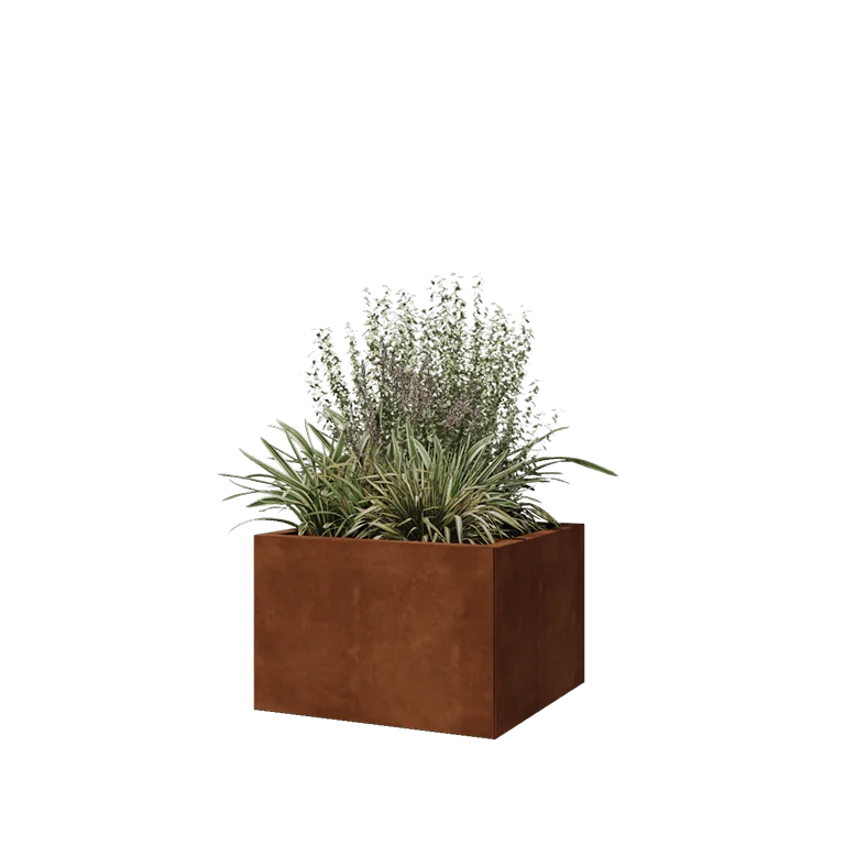 Cortenstaal plantenbak - Vierkant - 60 x 60 x 40 cm - Met bodemplaat