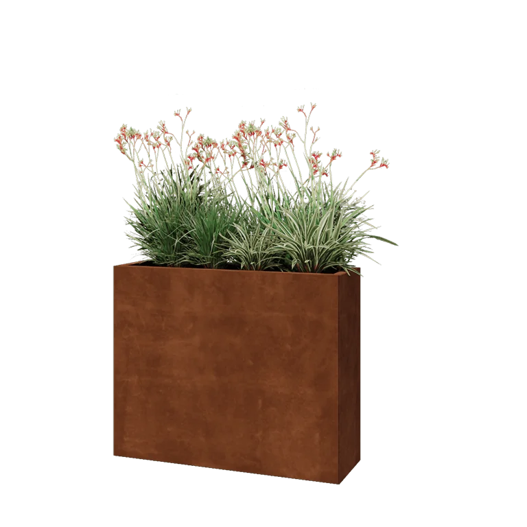 Cortenstaal plantenbak - Rechthoek - 100 x 30 x 80 cm - Met bodemplaat