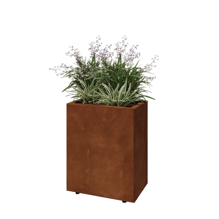 Cortenstaal plantenbak - Rechthoek - 50 x 30 x 60 cm - Met bodemplaat - Met poten