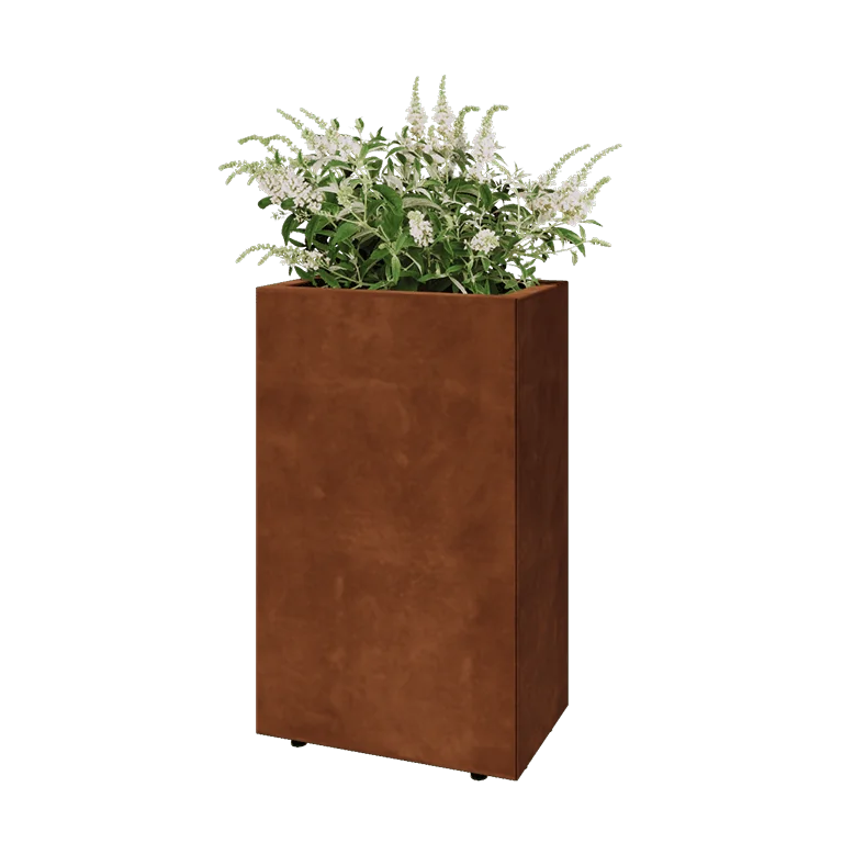 Cortenstaal plantenbak - Rechthoek - 50 x 30 x 80 cm - Met bodemplaat - Met poten