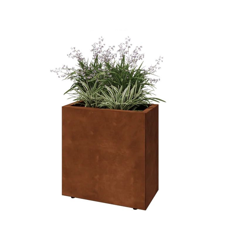 Cortenstaal plantenbak - Rechthoek - 60 x 30 x 60 cm - Met bodemplaat - Met poten