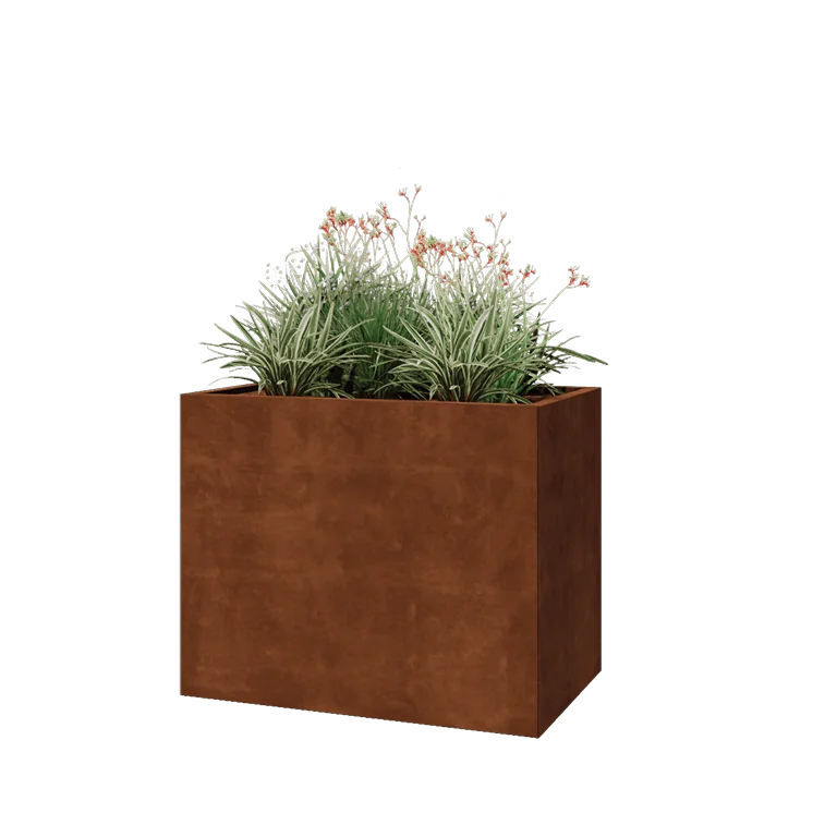 Cortenstaal plantenbak - Rechthoek - 100 x 60 x 80 cm - Met bodemplaat