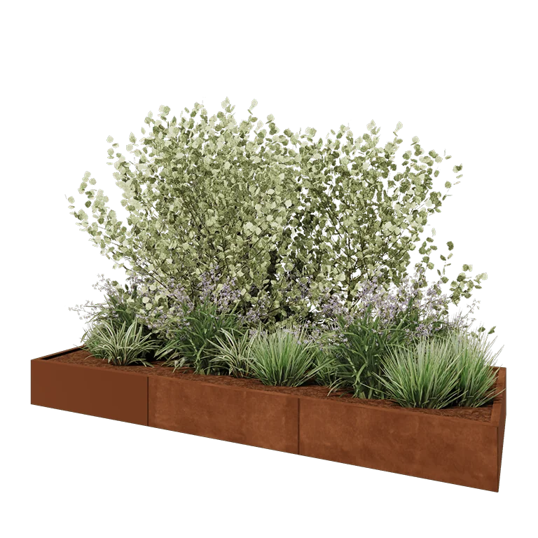 Cortenstaal plantenbak XXL - Rechthoek - 300 x 100 x 30 cm - Met bodemplaat
