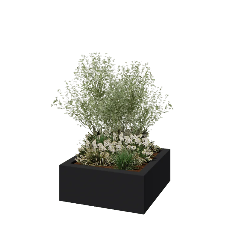 Polyester plantenbak - Vierkant - 100 x 100 x 40 cm - RAL7021 mat (zwartgrijs) - Met bodem