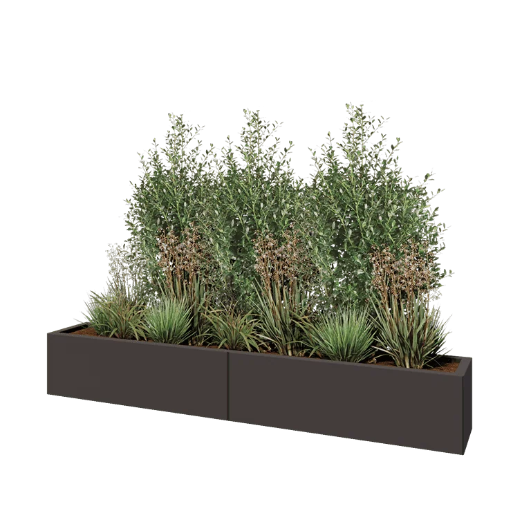 Stalen plantenbak XXL - Rechthoek - 200 x 30 x 30 cm - RAL7016 mat (antraciet grijs) - Zonder bodemplaat