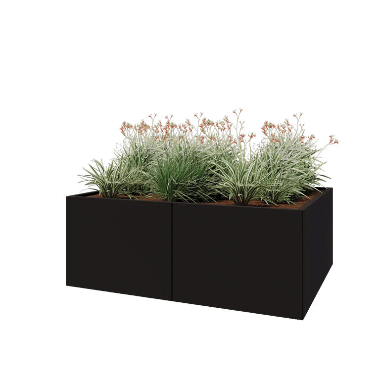 Stalen plantenbak XXL - Rechthoek - 160 x 120 x 60 cm - RAL9005 mat (zwart) - Zonder bodemplaat