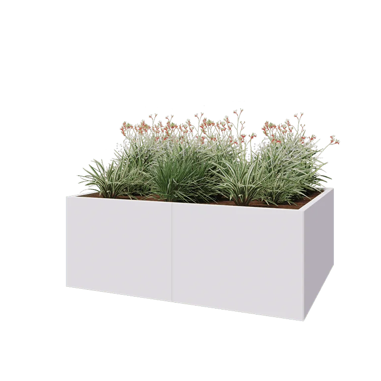 Stalen plantenbak XXL - Rechthoek - 160 x 120 x 60 cm - RAL9010 mat (wit) - Met bodemplaat