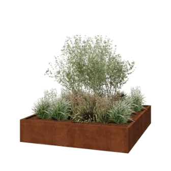 Cortenstaal plantenbak - Vierkant - 200 x 200 x 40 cm - Gelast - Zonder bodemplaat