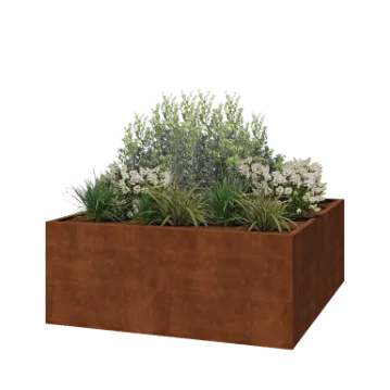 Cortenstaal plantenbak - Vierkant - 200 x 200 x 80 cm - Gelast - Zonder bodemplaat