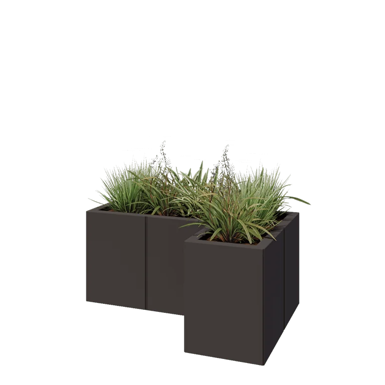 Stalen plantenbak - L-vorm - 90 x 60 x 40 cm - Andere RAL kleur - Zonder bodemplaat