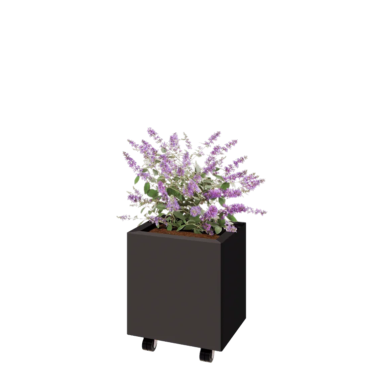 Stalen plantenbak - Rechthoek - 40 x 30 x 40 cm - RAL7016 mat (antraciet grijs) - Met bodemplaat - Met wielen