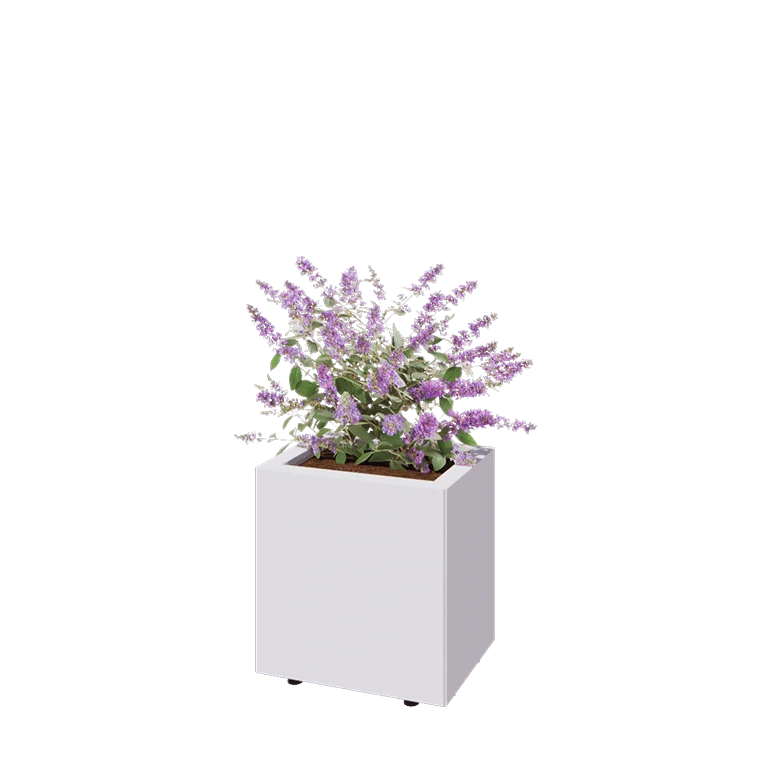 Stalen plantenbak - Rechthoek - 40 x 30 x 40 cm - RAL9010 mat (wit) - Met bodemplaat - Met poten