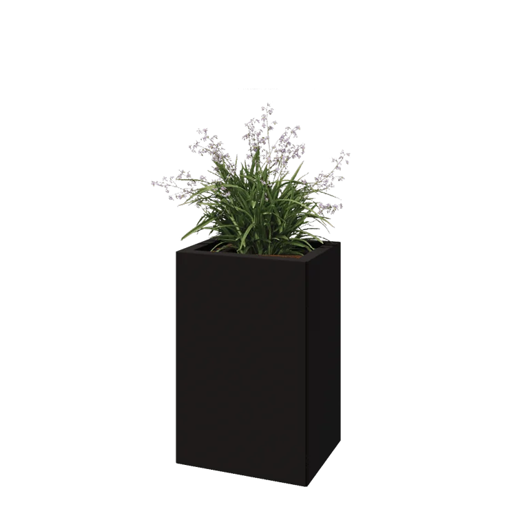 Stalen plantenbak - Rechthoek - 40 x 30 x 60 cm - RAL9005 mat (zwart) - Met bodemplaat
