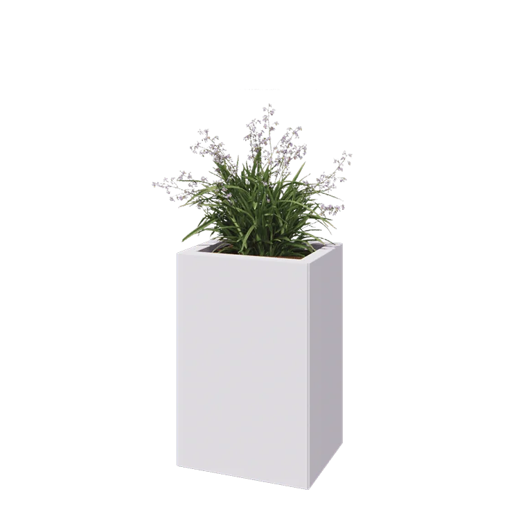 Stalen plantenbak - Rechthoek - 40 x 30 x 60 cm - RAL9010 mat (wit) - Met bodemplaat