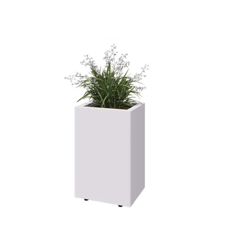 Stalen plantenbak - Rechthoek - 40 x 30 x 60 cm - RAL9010 mat (wit) - Met bodemplaat - Met poten