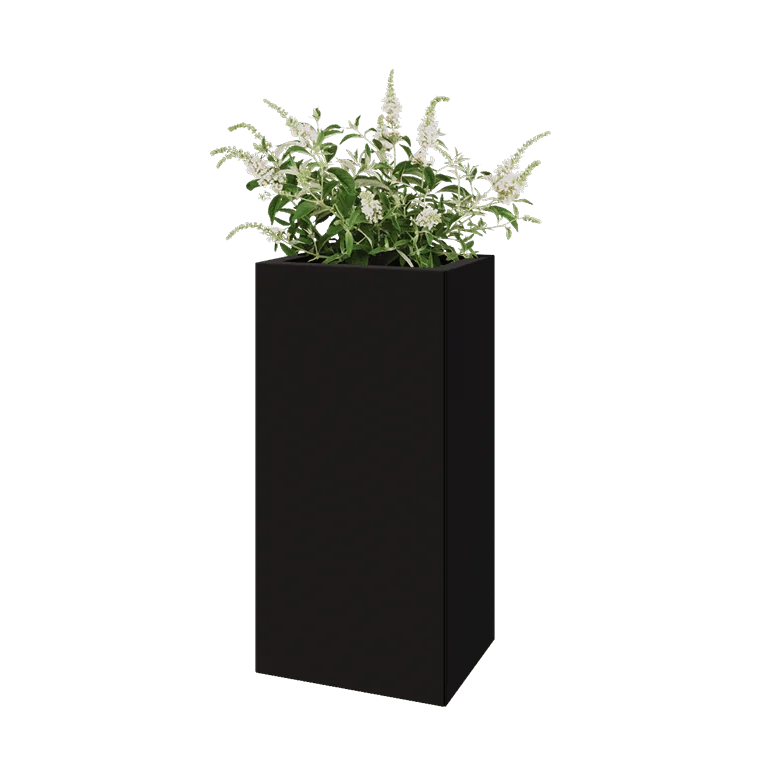 Stalen plantenbak - Rechthoek - 40 x 30 x 80 cm - RAL9005 mat (zwart) - Zonder bodemplaat