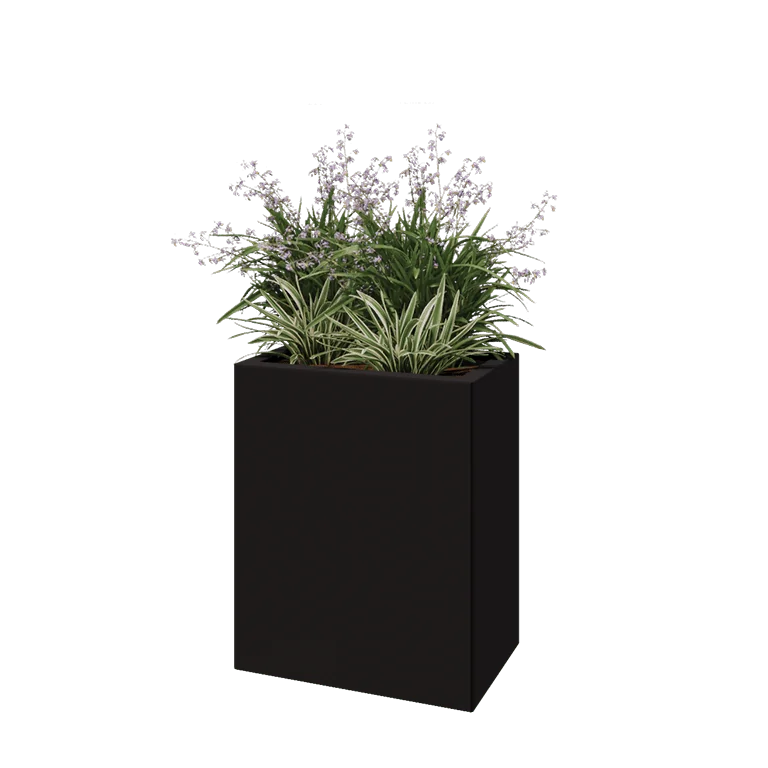 Stalen plantenbak - Rechthoek - 50 x 30 x 60 cm - RAL9005 mat (zwart) - Zonder bodemplaat