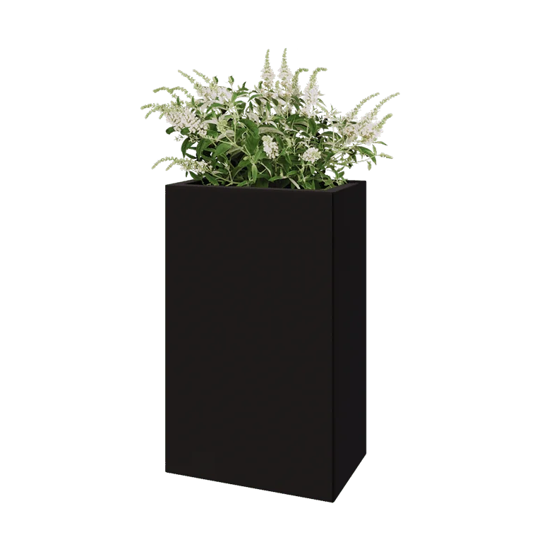 Stalen plantenbak - Rechthoek - 50 x 30 x 80 cm - RAL9005 mat (zwart) - Met bodemplaat