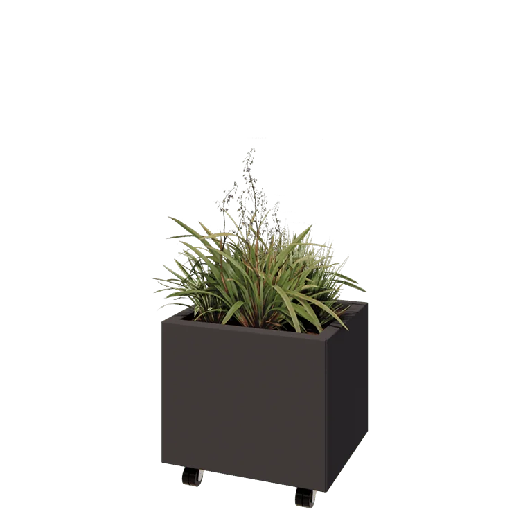 Stalen plantenbak - Rechthoek - 50 x 40 x 40 cm - Andere RAL kleur - Met bodemplaat - Met wielen