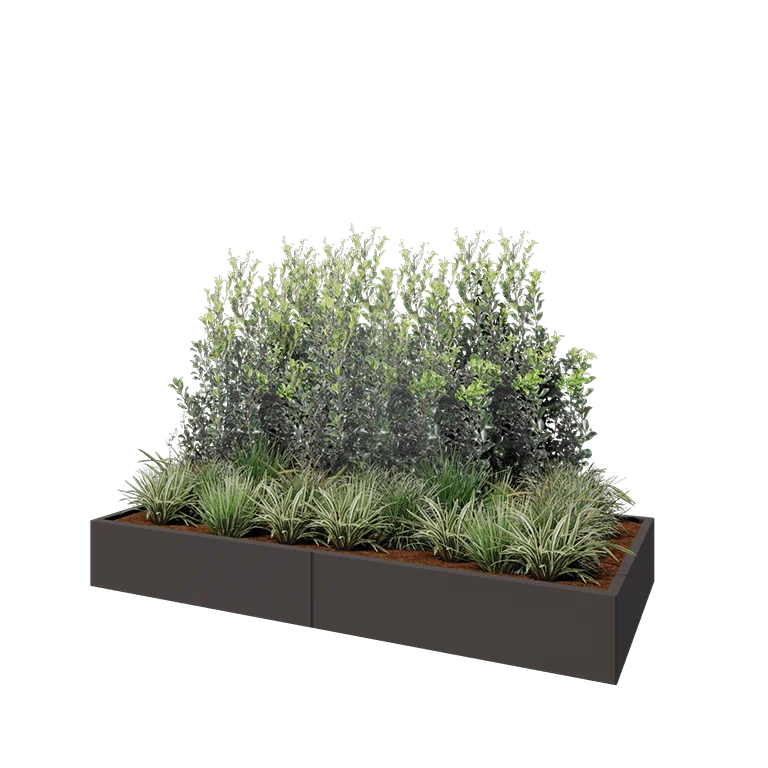 Stalen plantenbak XXL - Rechthoek - 240 x 100 x 30 cm - RAL7016 mat (antraciet grijs) - Zonder bodemplaat
